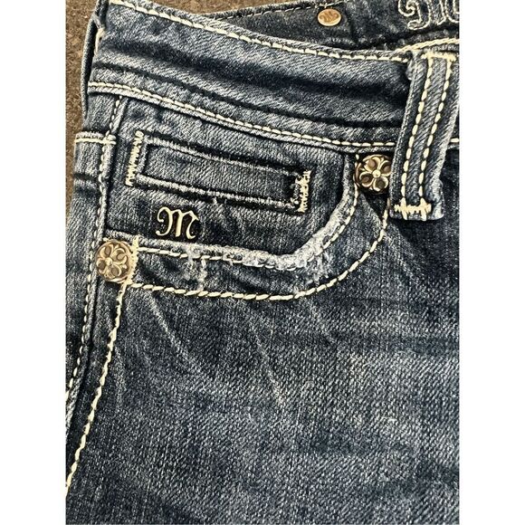 MISS ME Rhinestones cross embroidered jeans Bermuda shorts - Picture 2 of 11